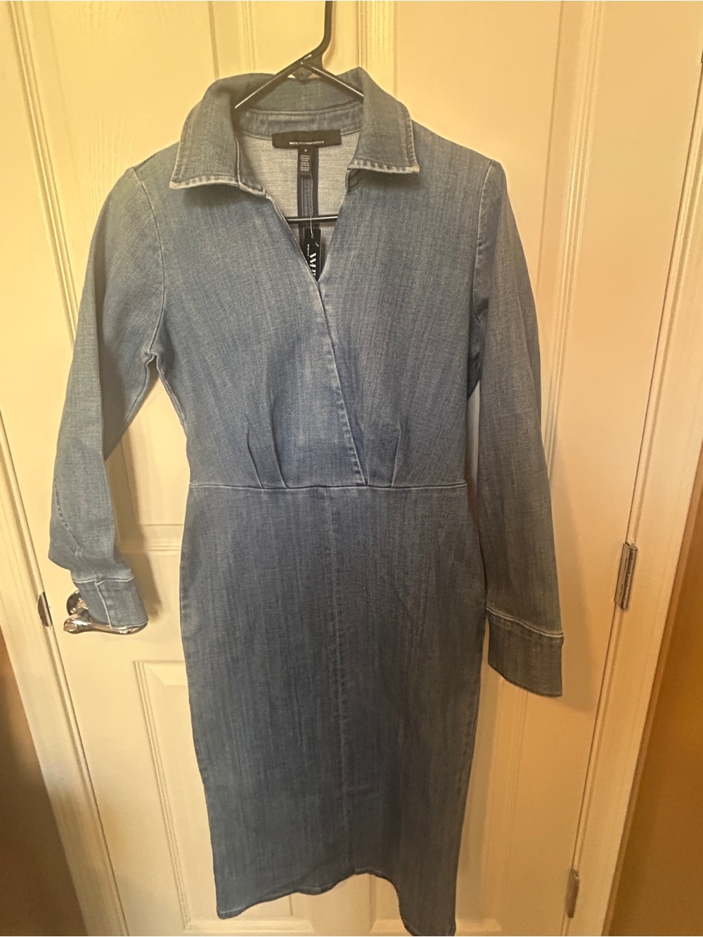 White House Black Market Light Blue Denim Long Sleeve Dress